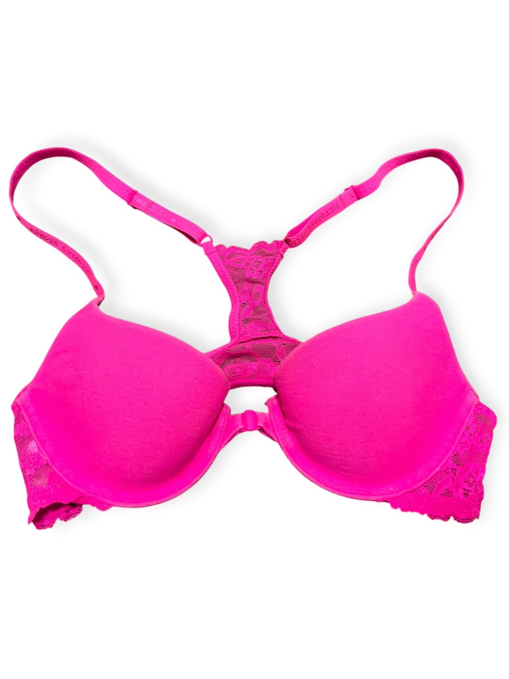 Victoria's Secret Hot Pink Lace Front-Clasp Bra
